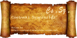 Csetneki Szaniszló névjegykártya